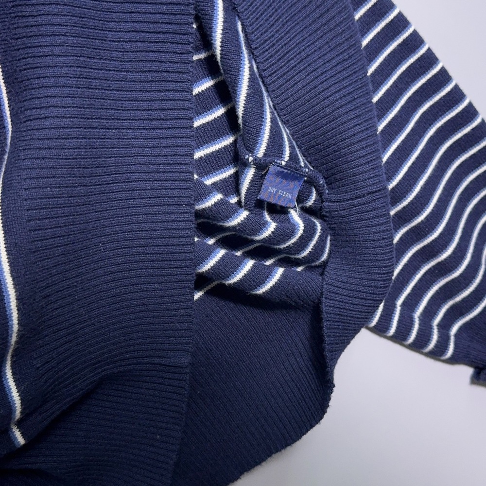 Polo Ralph Lauren Shirt Mens Size Large Striped Cotton Knit Navy Blue White - Picture 4 of 10